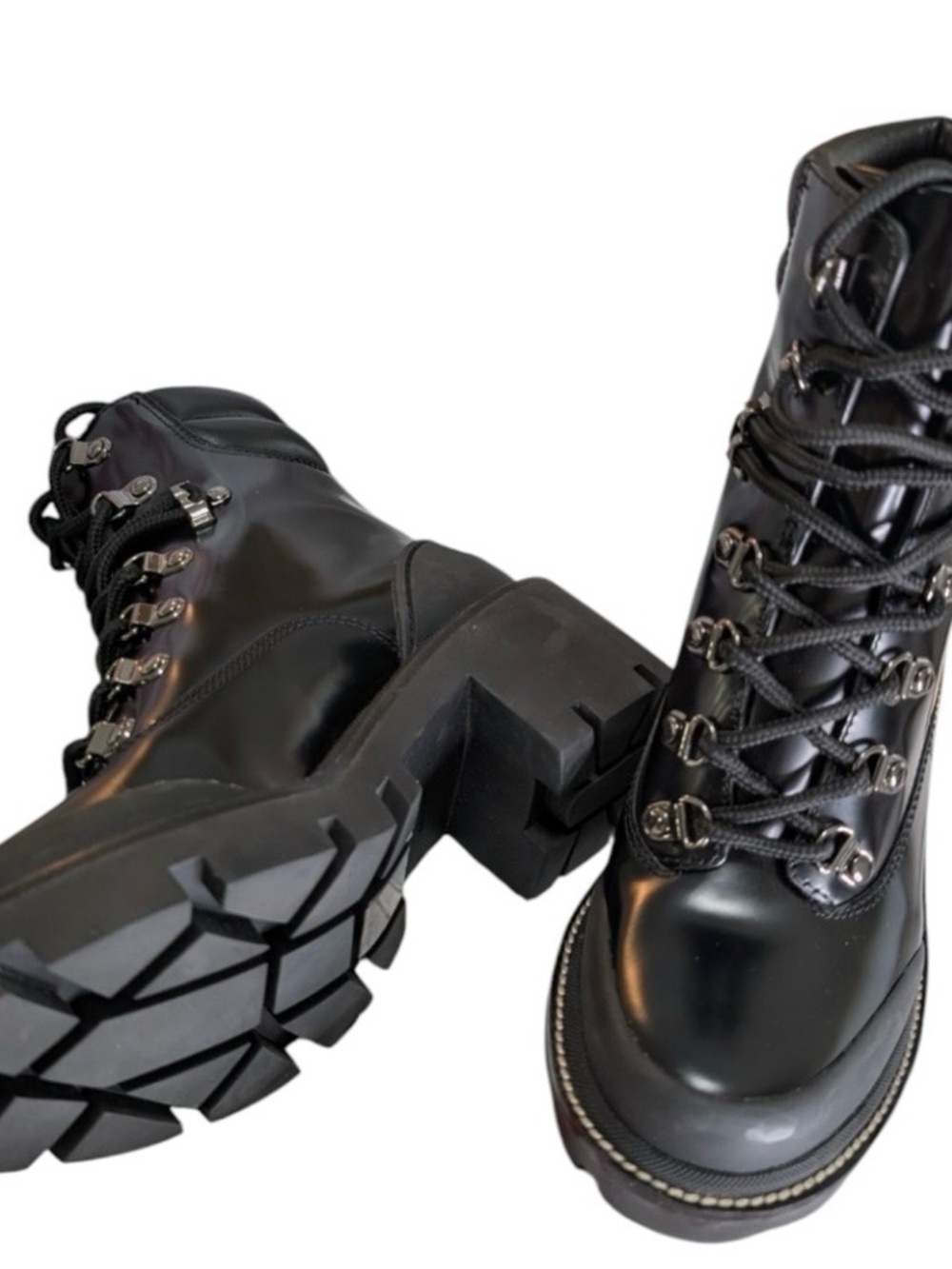Tory Burch Miller Lug Hiking Boot Black 5 - Picture 2 of 16
